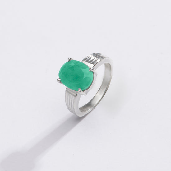 Natural Emerald (Panna) Gemstone Ring in 925 Sterling Silver – Rich Green Hue #1225N4 - Myra