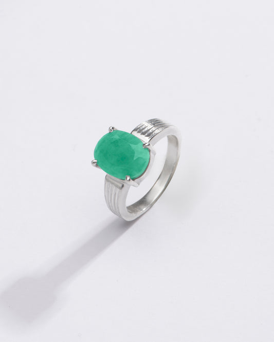 Natural Emerald (Panna) Gemstone Ring in 925 Sterling Silver â€“ Rich Green Hue #1225N4 - Myra