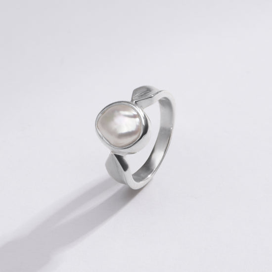 Elegant Pearl (Moti) Ring in 925 Sterling Silver - #1136 U - Myra