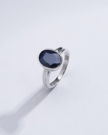 Classic Blue Sapphire (Neelam) Ring in Sterling Silver – #1139B - Myra