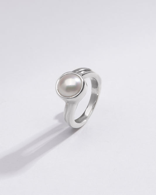 Classic Pearl (Moti) Ring in 925 Sterling Silver - #1153 R - Myra