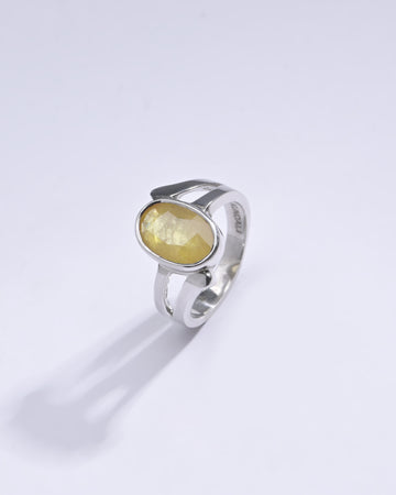 Radiant Yellow Sapphire (Pukhraj) Ring in Sterling Silver - #1182B - Myra