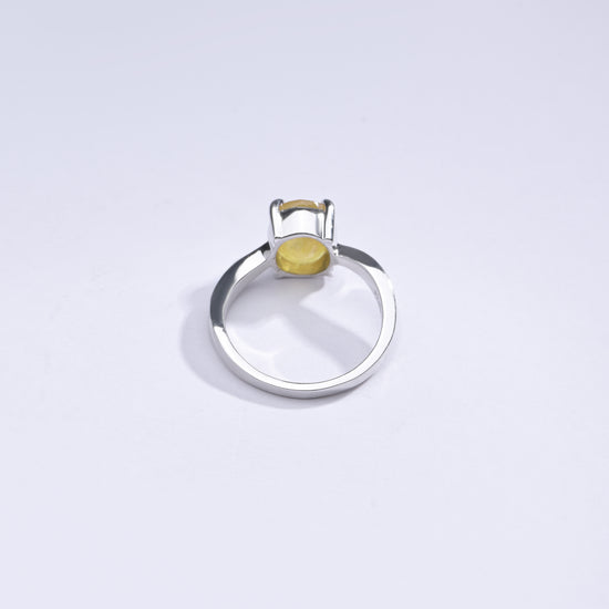 Radiant Yellow Sapphire (Pukhraj) Ring in Sterling Silver – #1201N4 - Myra