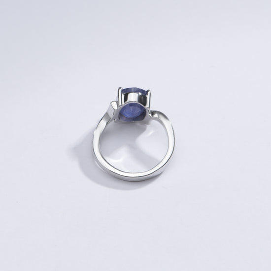 Authentic Blue Sapphire (Neelam) Gemstone Ring in Sterling Silver – #1152N4 - Myra