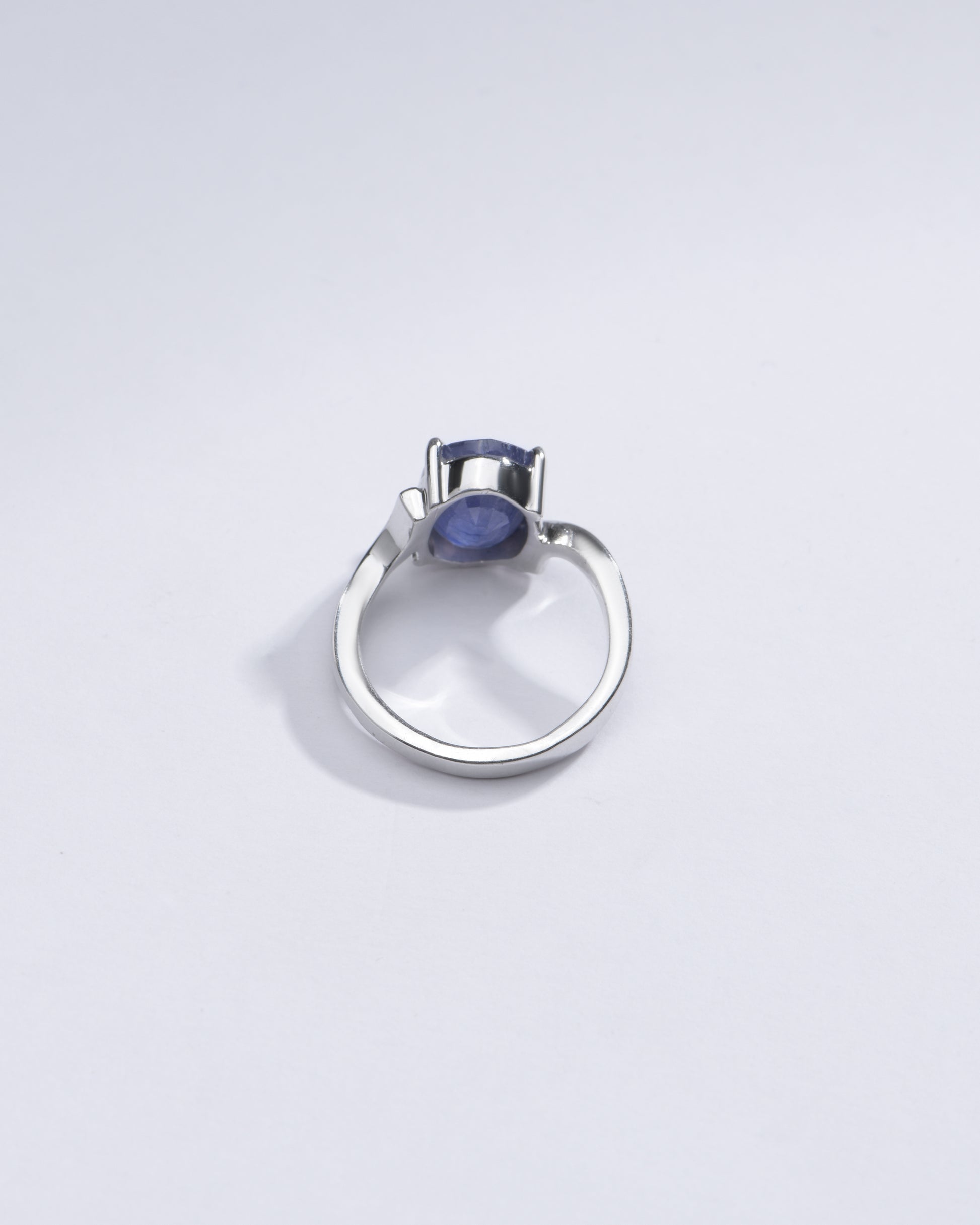 Authentic Blue Sapphire (Neelam) Gemstone Ring in Sterling Silver – #1152N4 - Myra