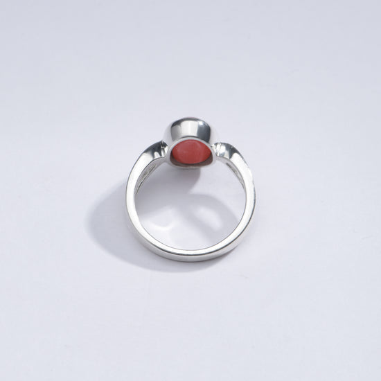 Authentic Red Coral (Moonga) Ring in 925 Silver – #1102 Ov - Myra