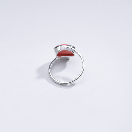 Radiant Red Coral (Moonga) Ring in 925 Silver – #1138 Ov - Myra