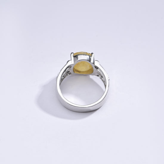 Authentic Yellow Sapphire (Pukhraj) Ring in Sterling Silver – #1236N4 - Myra