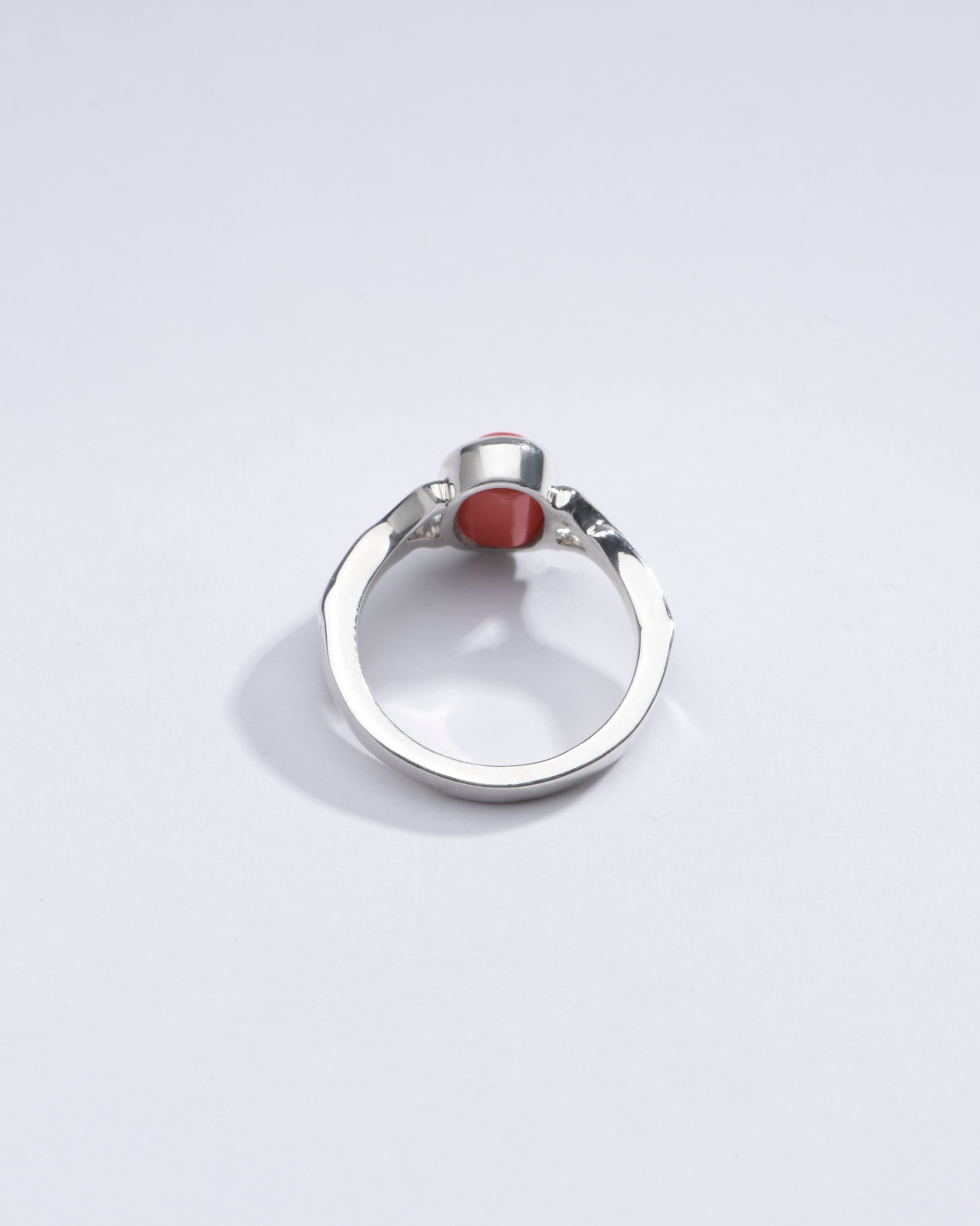 Classic Red Coral (Moonga) Ring in Sterling Silver – #1175 Ov - Myra