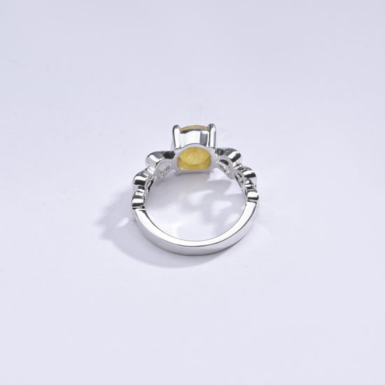 Natural Yellow Sapphire (Pukhraj) Ring in 925 Silver – For Wealth and Prosperity #1149N4 - Myra