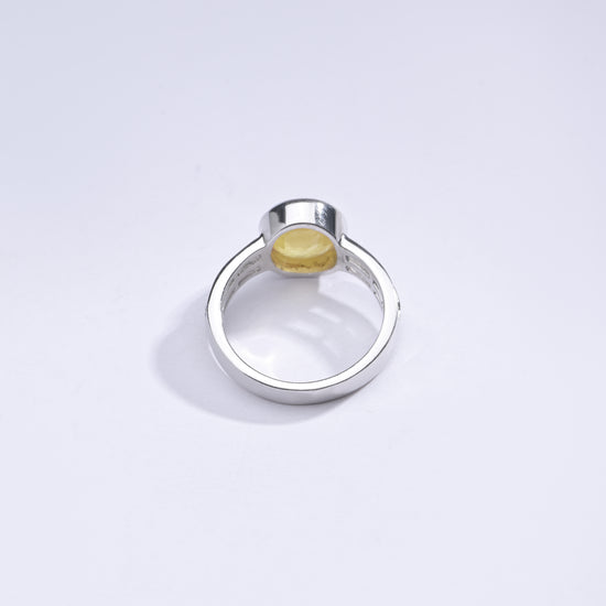 Genuine Yellow Sapphire (Pukhraj) Ring in 925 Silver – #1142B - Myra