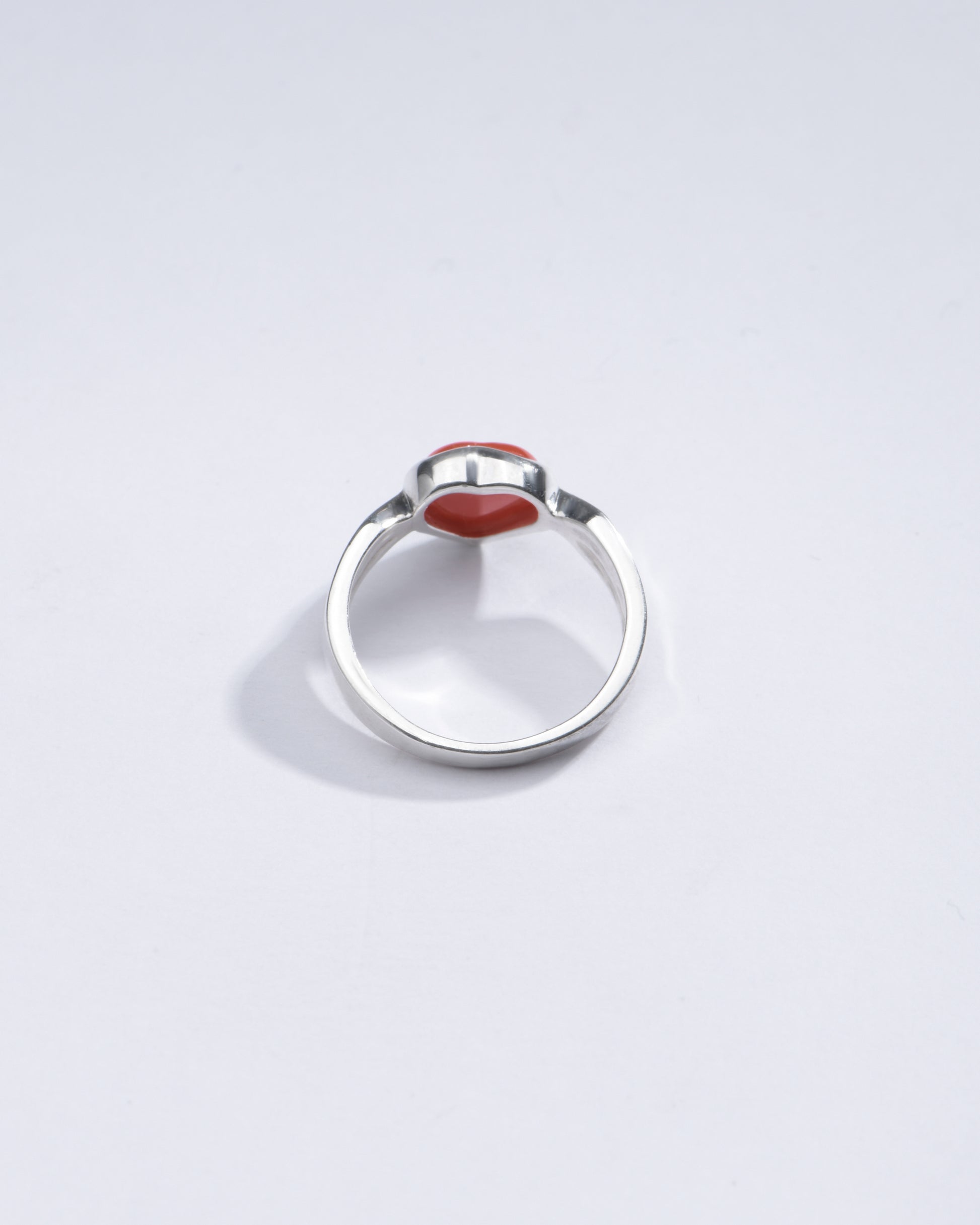 Minimalist Red Coral (Moonga) Ring in 925 Silver - #1136 - Myra