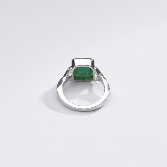 Authentic Emerald (Panna) Ring in Sterling Silver – #1175B Sq - Myra