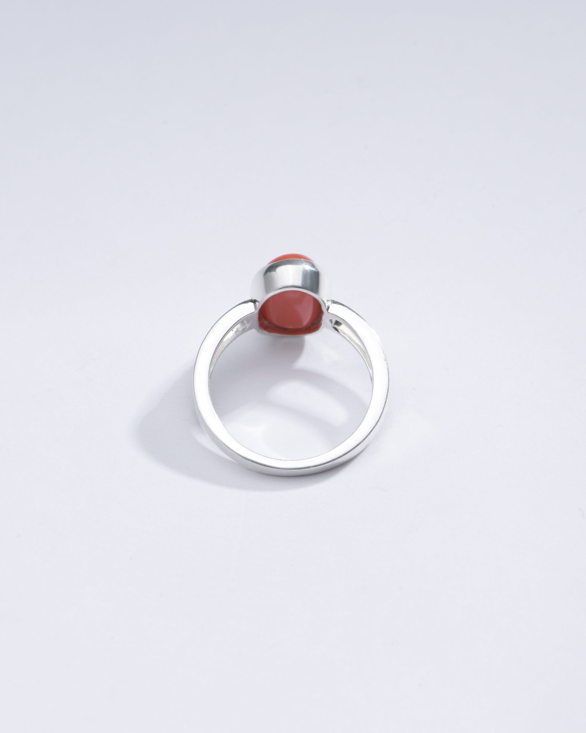 Genuine Red Coral (Moonga) Stone Ring in 925 Silver - #1112 Ov - Myra