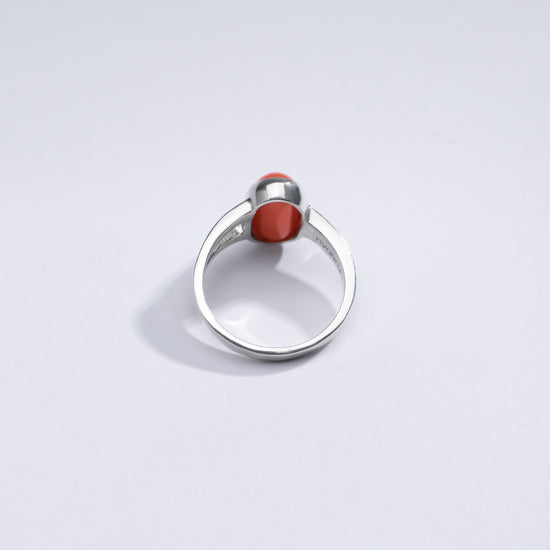 Timeless Red Coral (Moonga) Ring in Sterling Silver – #1125 Ov - Myra