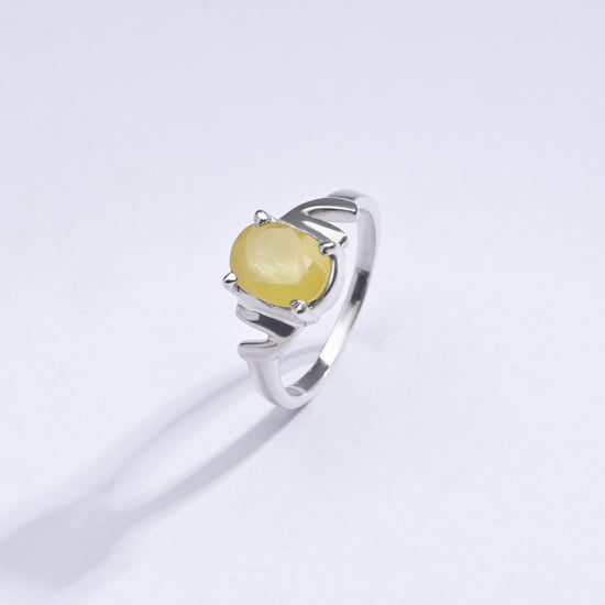 Classic Yellow Sapphire (Pukhraj) Ring in Sterling Silver – #1196N4 - Myra