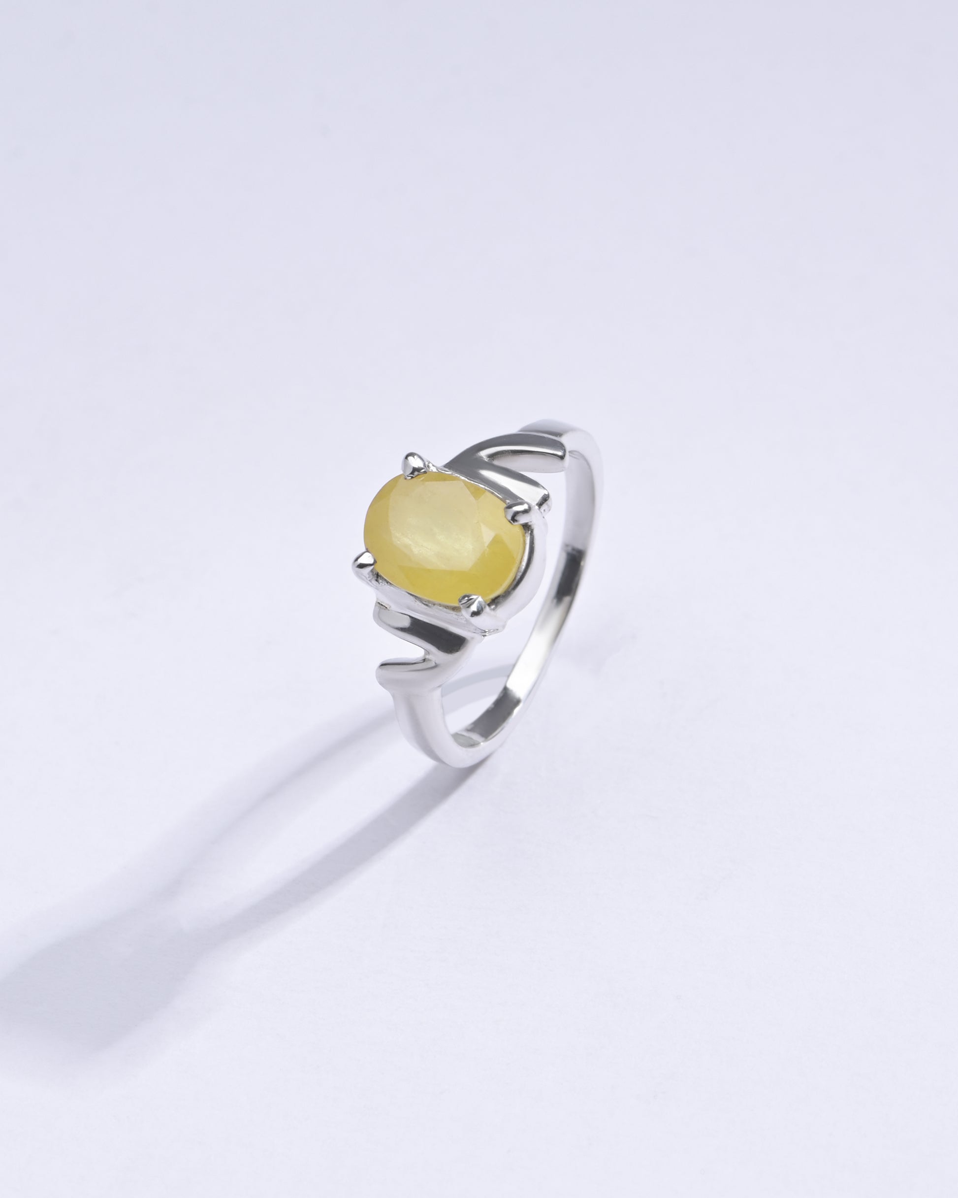 Classic Yellow Sapphire (Pukhraj) Ring in Sterling Silver – #1196N4 - Myra