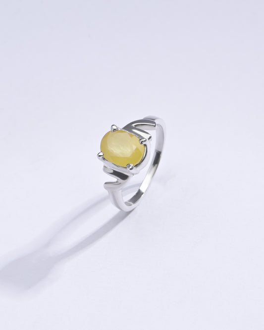 Classic Yellow Sapphire (Pukhraj) Ring in Sterling Silver – #1196N4 - Myra