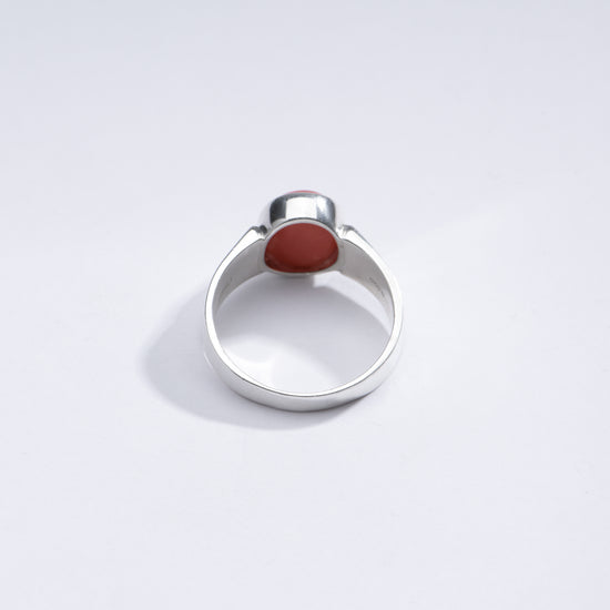 Elegant Red Coral (Moonga) Ring in 925 Silver – #1224 - Myra