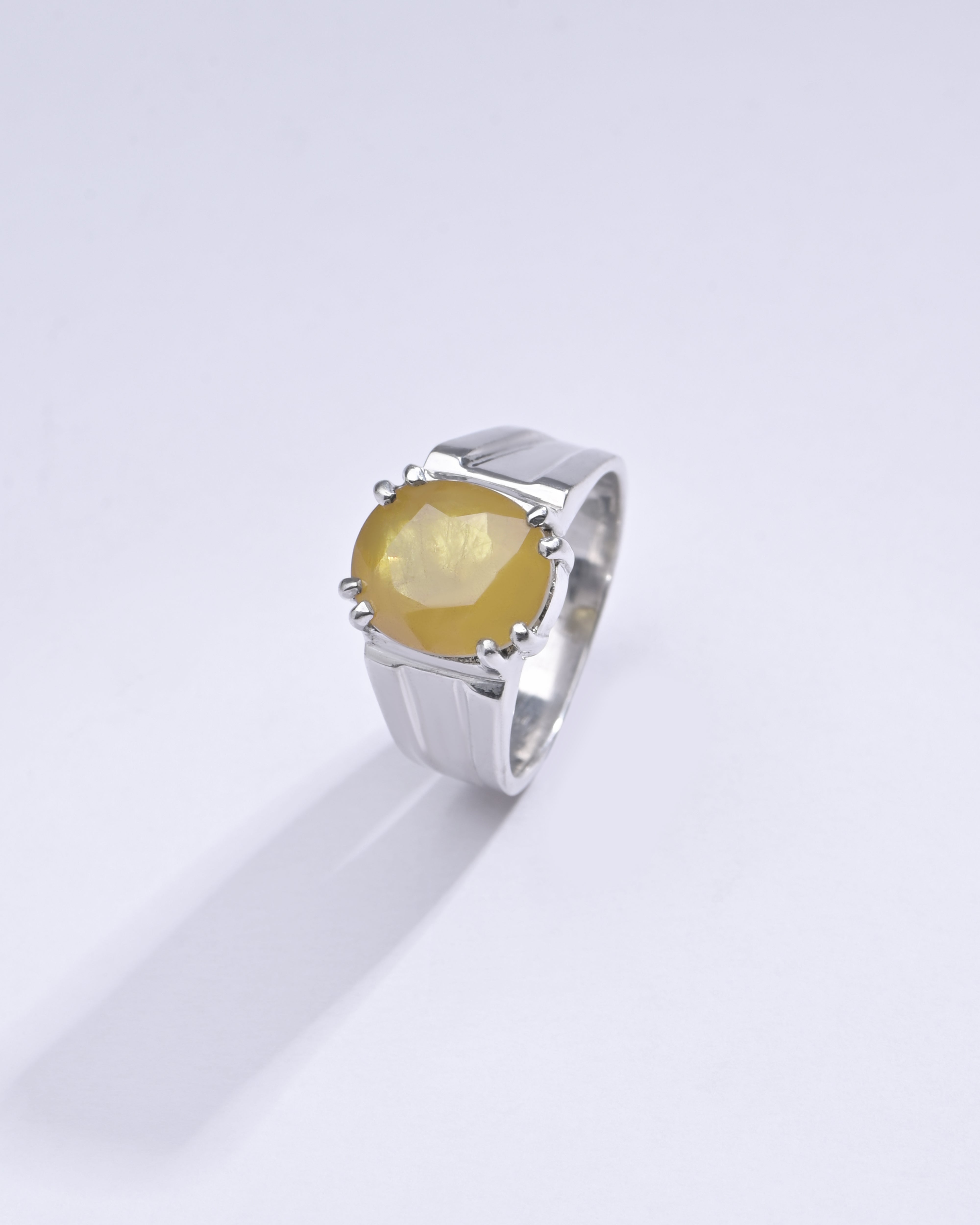 Statement Yellow Sapphire (Pukhraj) Ring in 925 Sterling Silver - Nexa