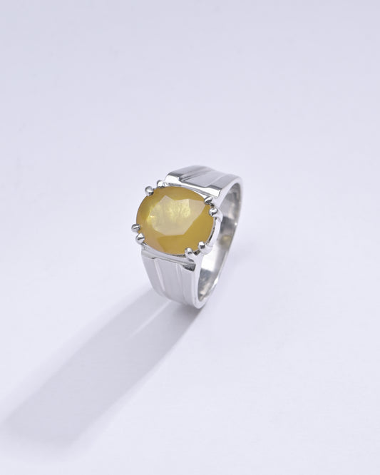 Glory Yellow Sapphire (Pukhraj) Ring in 925 Silver â€“ #1111N8 - Myra