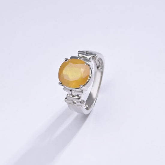Radiant Yellow Sapphire (Pukhraj) Ring in 925 Silver – #1199N4 - Myra