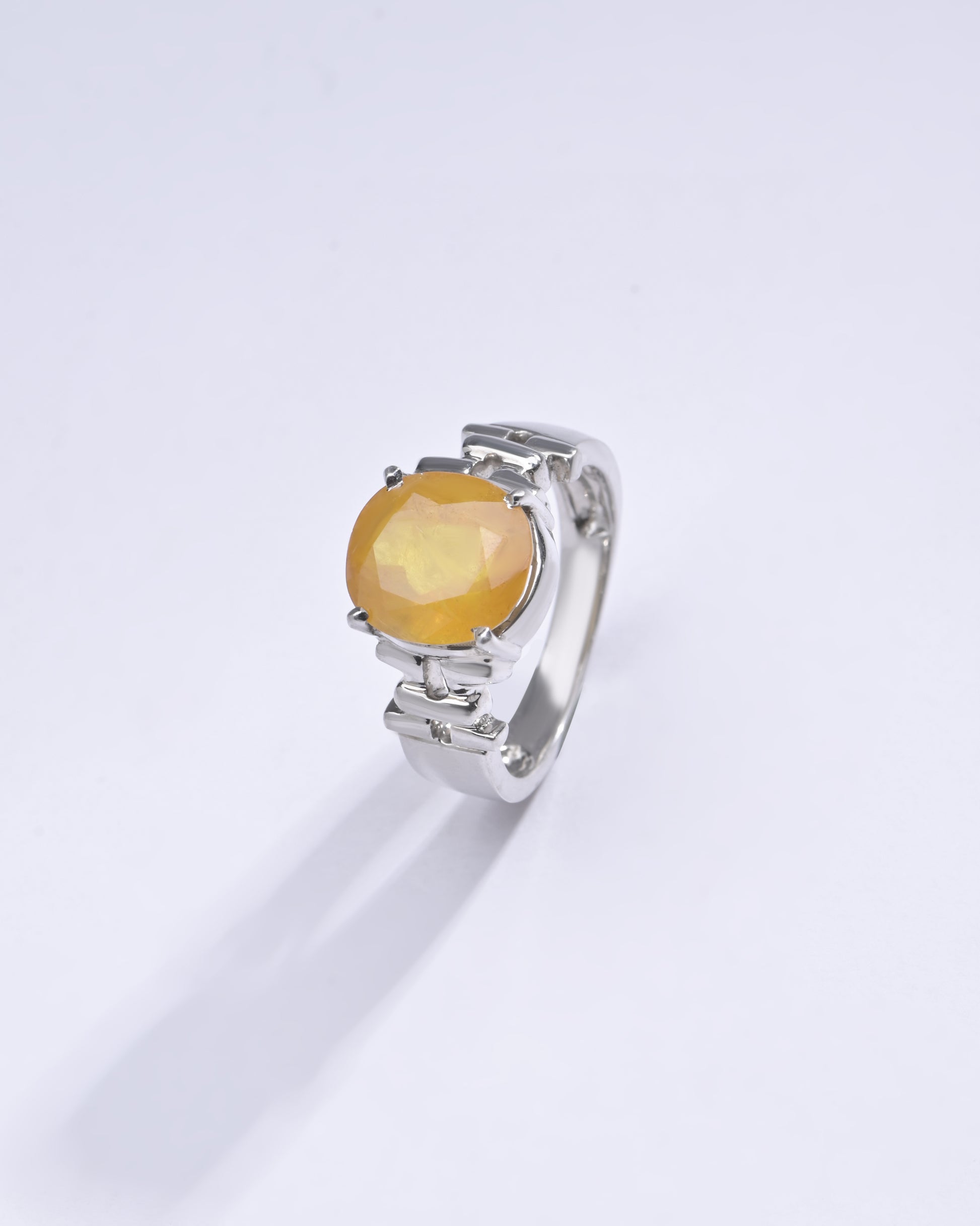 Radiant Yellow Sapphire (Pukhraj) Ring in 925 Silver – #1199N4 - Myra