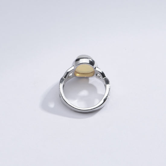 Minimalist Opal (Doodhiya) Ring in Sterling Silver – #1104B - Myra