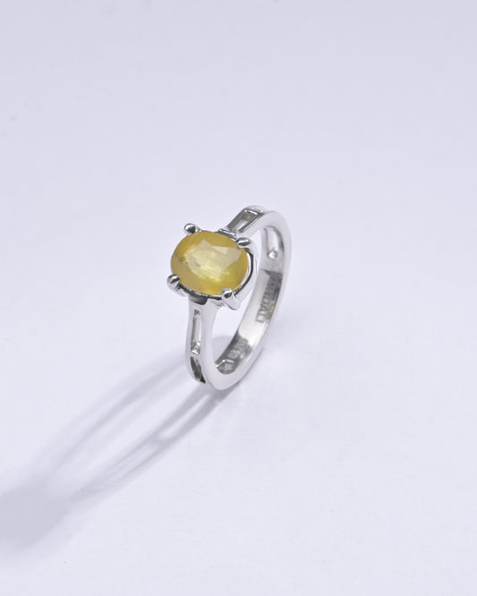 Genuine Yellow Sapphire (Pukhraj) Ring in 925 Silver â€“ Crafted for Prosperity #1281N4 - Myra