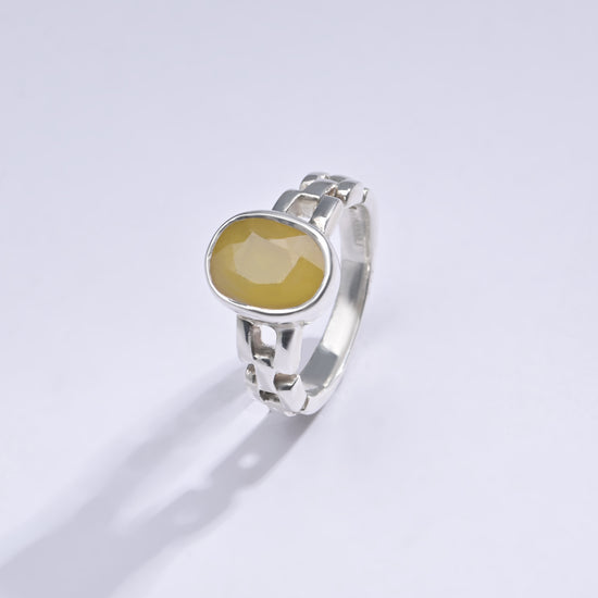 Classic Yellow Sapphire (Pukhraj) Ring in 925 Sterling Silver – #1245B - Myra