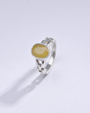 Classic Yellow Sapphire (Pukhraj) Ring in 925 Sterling Silver – #1245B - Myra