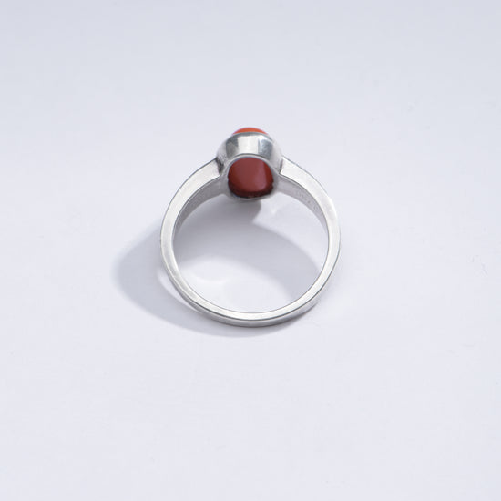 Authentic Red Coral (Moonga) Ring in Sterling Silver - #1225 Ov - Myra