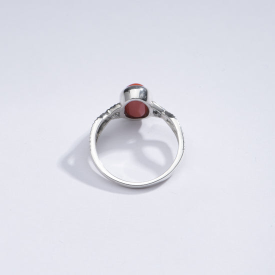 Vintage Red Coral (Moonga) Ring in 925 Sterling Silver - #1104 Ov - Myra