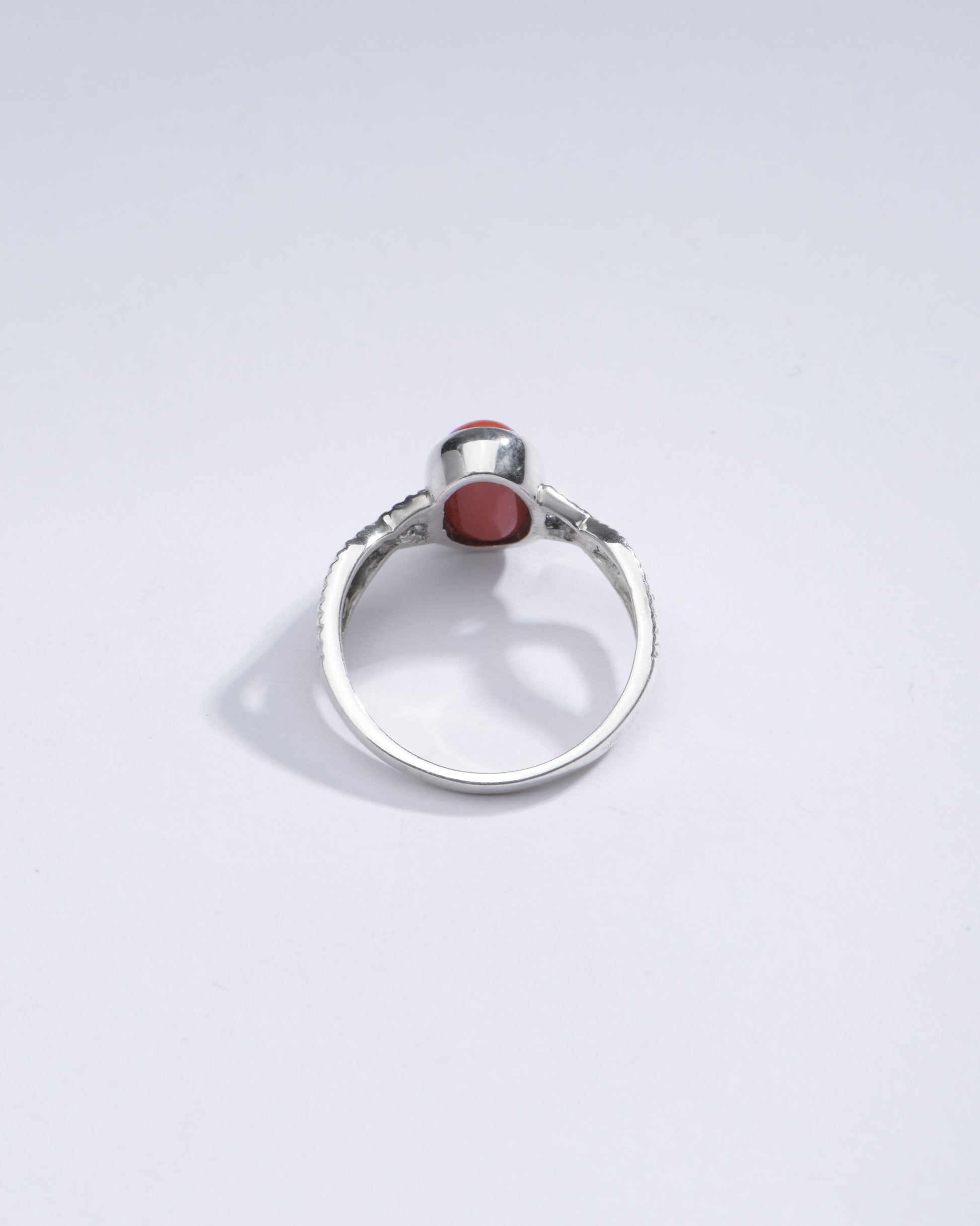 Vintage Red Coral (Moonga) Ring in 925 Sterling Silver - #1104 Ov - Myra