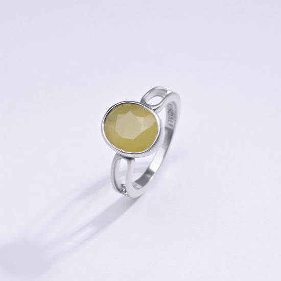 Radiant Yellow Sapphire (Pukhraj) Ring in Sterling Silver – #1112B - Myra