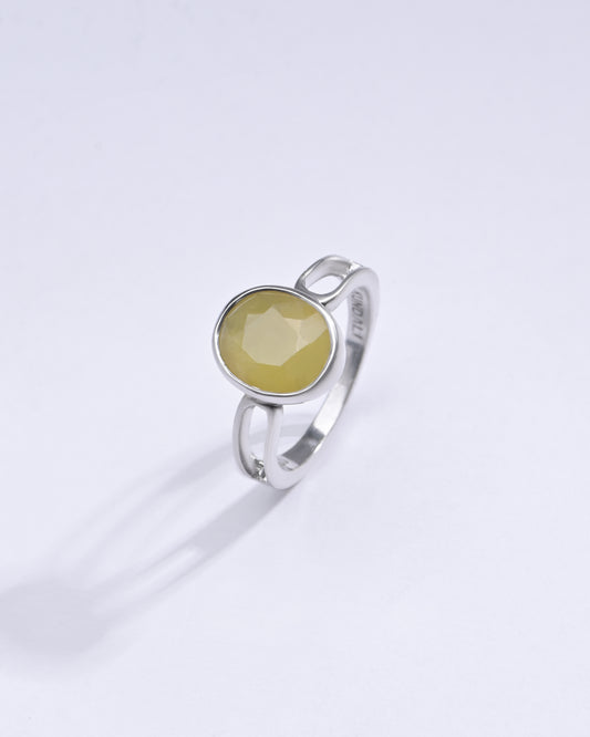 Radiant Yellow Sapphire (Pukhraj) Ring in Sterling Silver â€“ #1112B - Myra