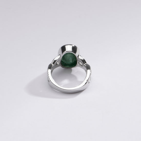 Authentic Emerald (Panna) Ring in Sterling Silver – #1104B - Myra