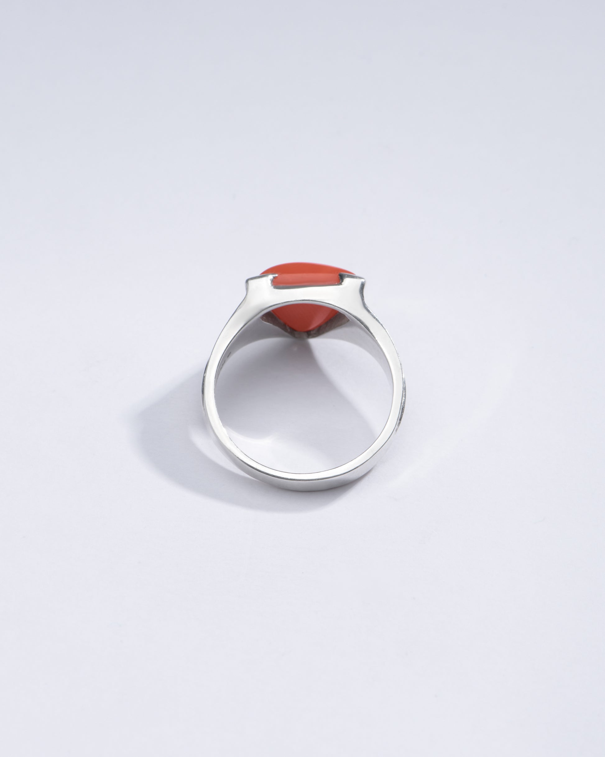 Bold Red Coral (Moonga) Ring in Silver - #1197N3 Tr - Myra