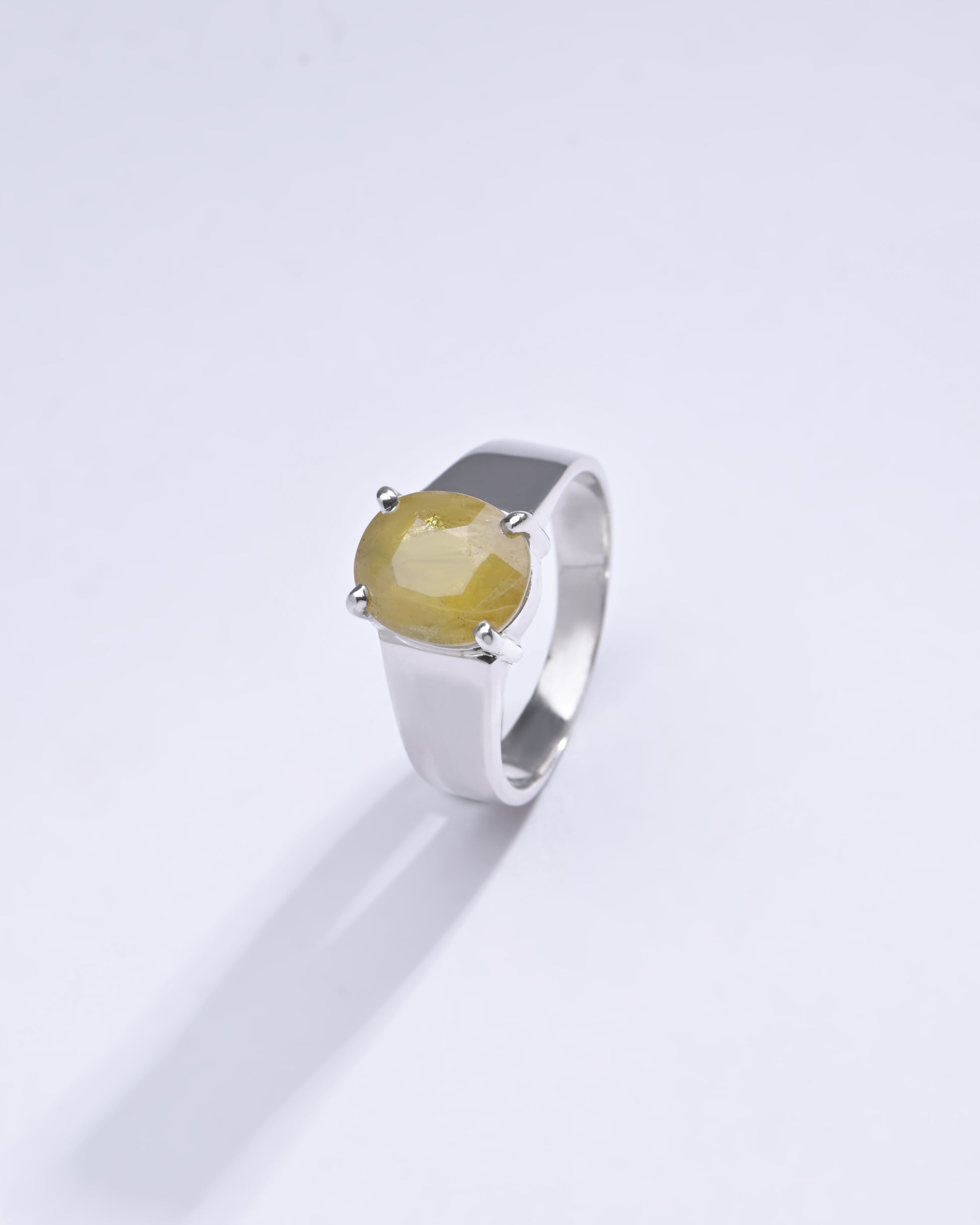 Natural Yellow Sapphire (Pukhraj) Ring in Sterling Silver – #1224N4 - Myra