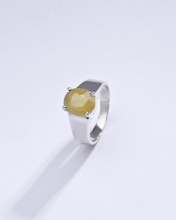 Natural Yellow Sapphire (Pukhraj) Ring in Sterling Silver – #1224N4 - Myra
