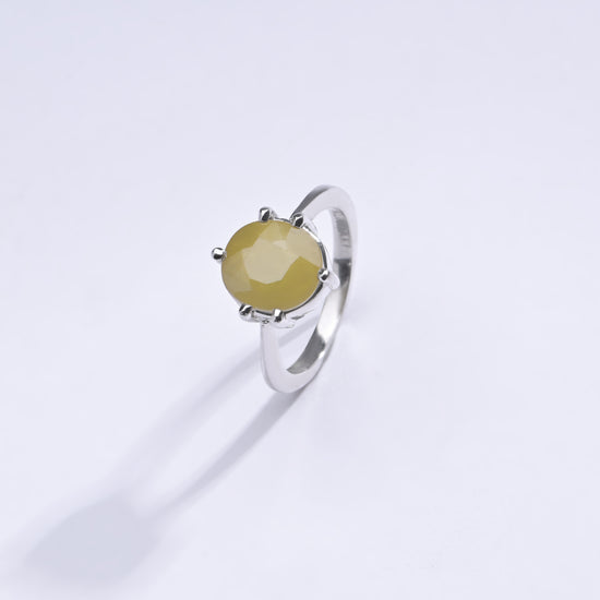 Authentic Yellow Sapphire (Pukhraj) Ring in Sterling Silver – #1218N6 - Myra