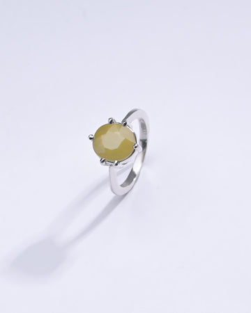 Authentic Yellow Sapphire (Pukhraj) Ring in Sterling Silver – #1218N6 - Myra