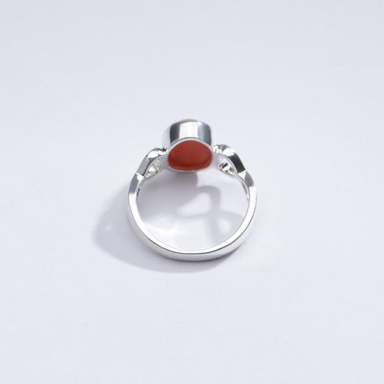 Authentic Red Coral (Moonga) Ring in Sterling Silver – #1220 Ov - Myra
