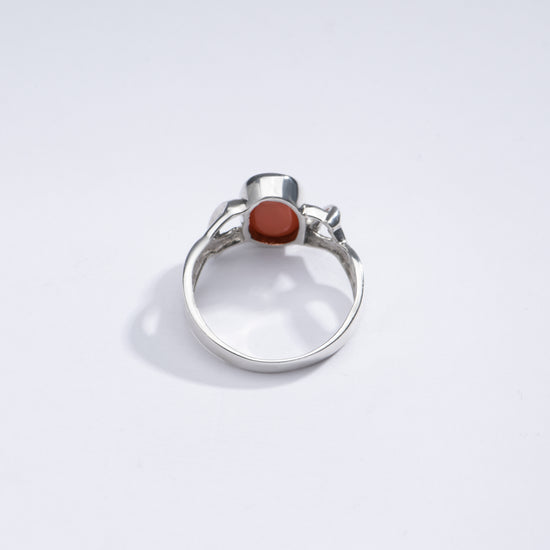 Classic Red Coral (Moonga) Ring in Sterling Silver - #1210 - Myra