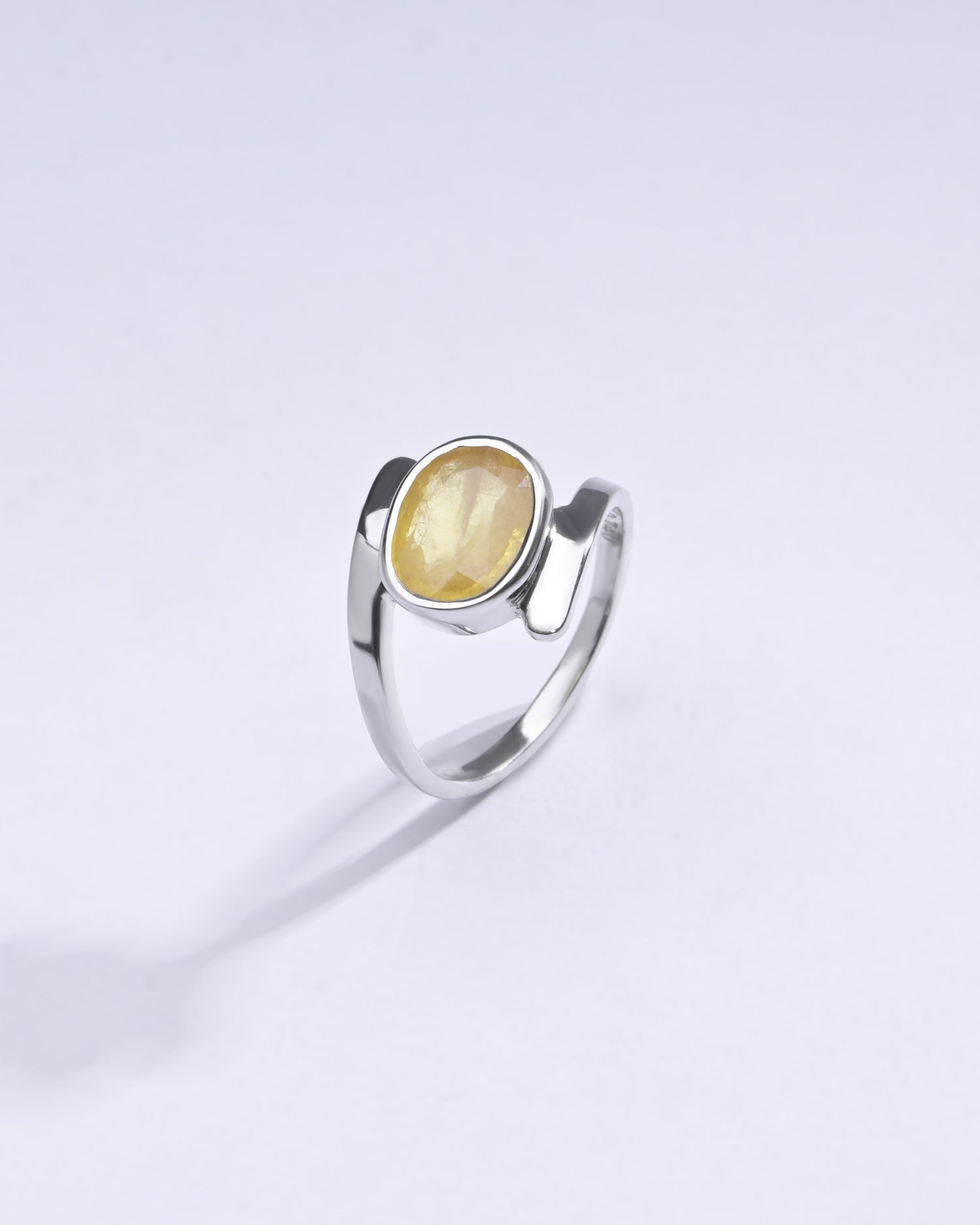 Radiant Yellow Sapphire (Pukhraj) Ring in 925 Silver â€“ #1138B - Myra