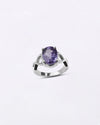 Powerful natural Alexandrite gemstone ring handcrafted in 925 sterling silver featuring a vibrant color-changing gemstone in an elegant Urja setting with a polished finish from Myra Gems.