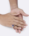 Powerful natural Alexandrite gemstone ring handcrafted in 925 sterling silver featuring a vibrant color-changing gemstone in an elegant Urja setting with a polished finish from Myra Gems.