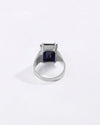 Statement Blue Sapphire (Neelam) Ring in 925 Sterling Silver - Rectangular Nexa