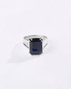Statement Blue Sapphire (Neelam) Ring in 925 Sterling Silver - Rectangular Nexa