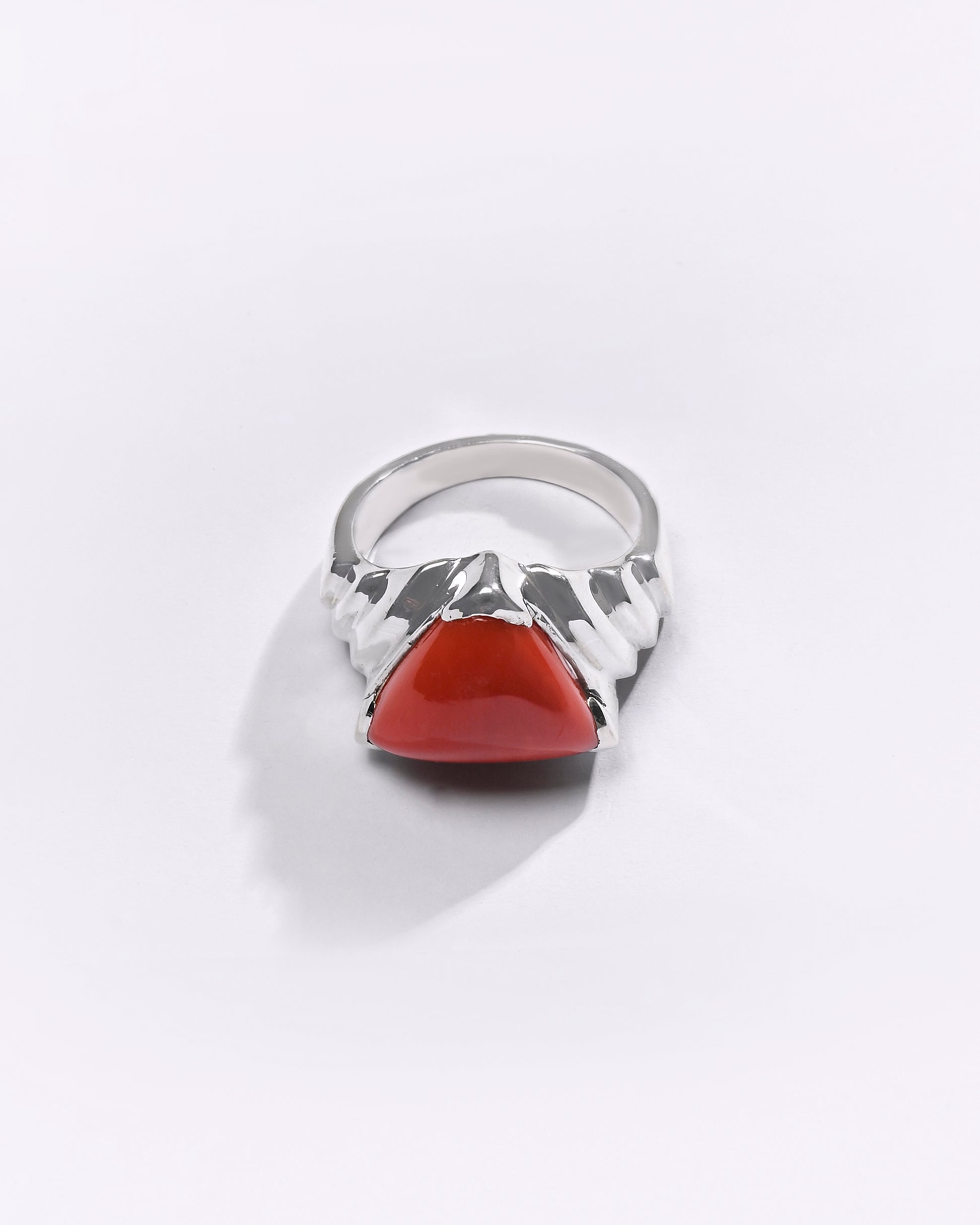 Premium Coral (Moonga) Ring in 925 Silver - #1233BT1 - Myra